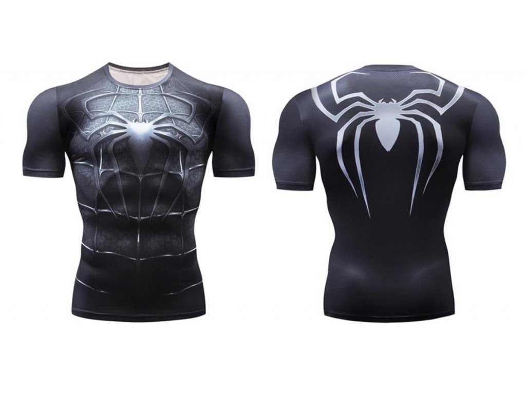 Fitness Tričko Spiderman Black
