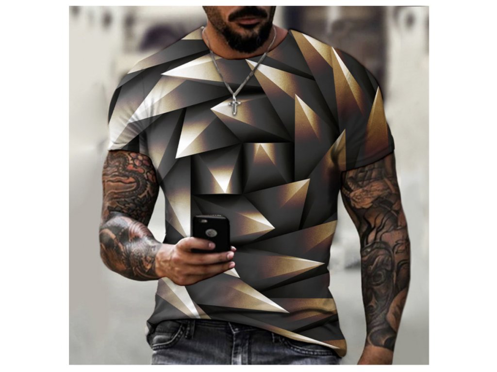 Pánské tričko 3D Abstraktní pyramidy