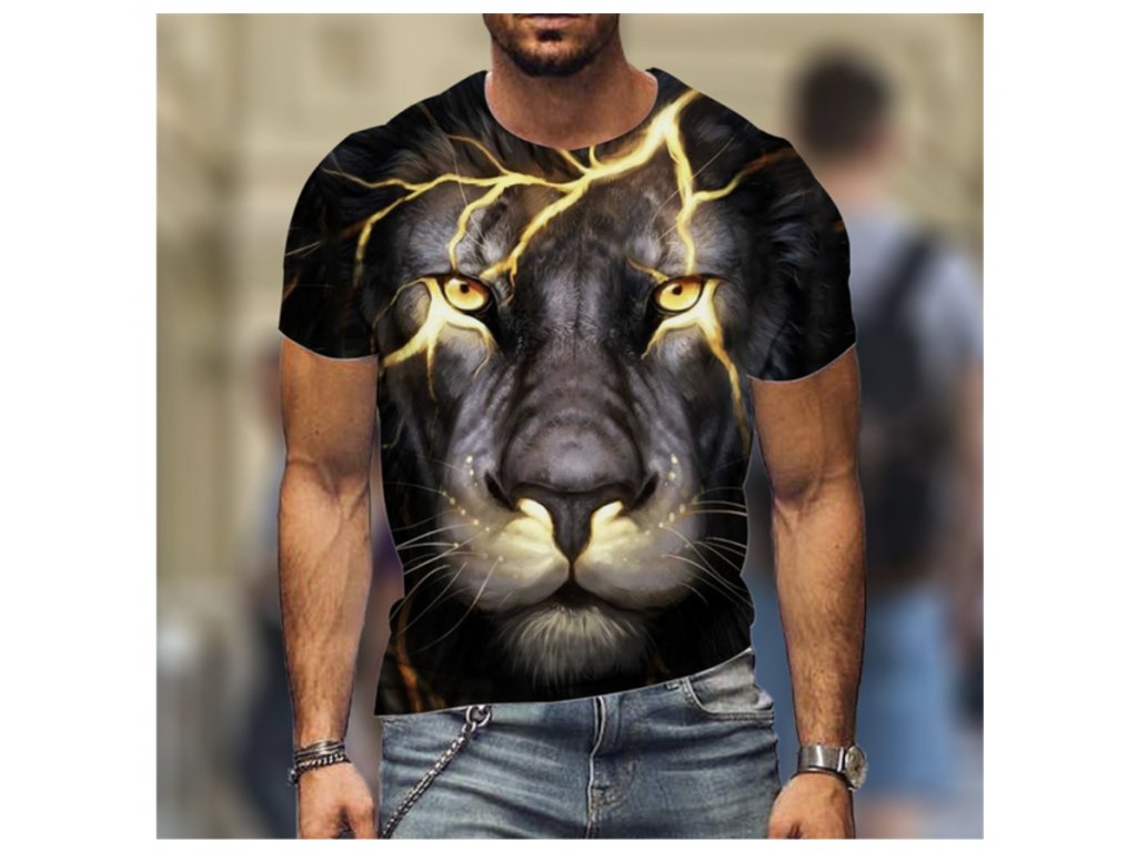 Pánské tričko 3D Beast Lev blesk