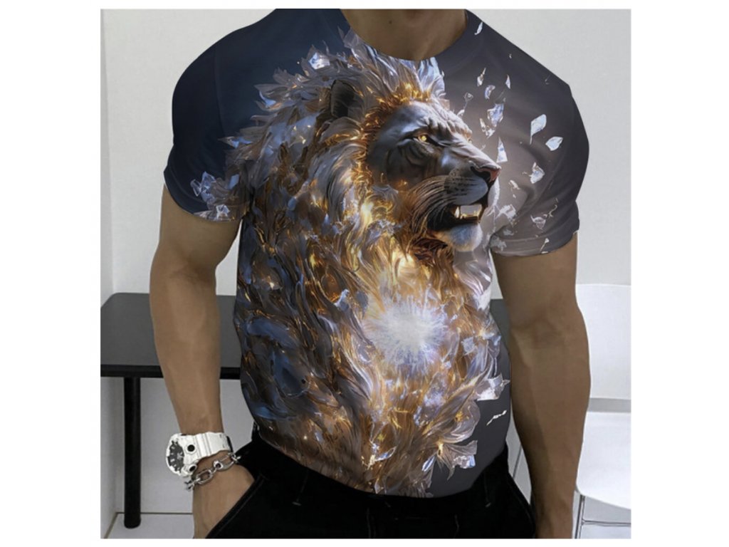 Pánské tričko 3D Beast Lev krystal