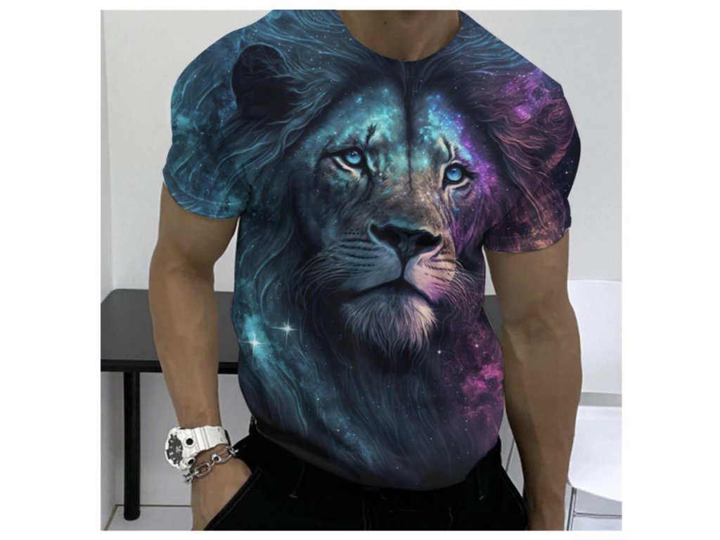 Pánské tričko 3D Beast Lev vesmír