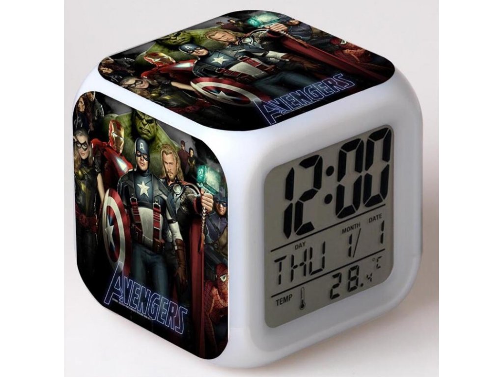 Hodiny a budík LED Avengers