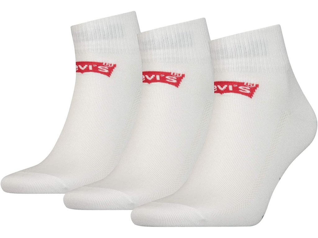 Pánské ponožky Levi's středního střihu, sada 3 párů bílé