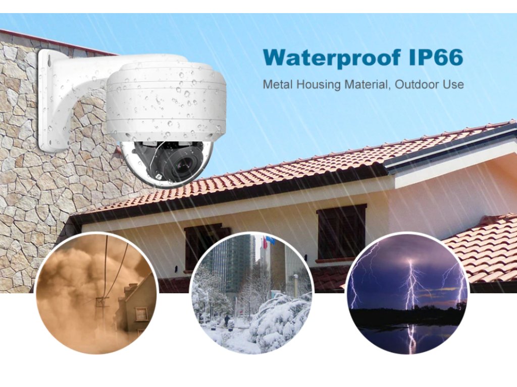 5x zoom 5MP Venkovní bezpečnostní kamera IR 35m IP 66