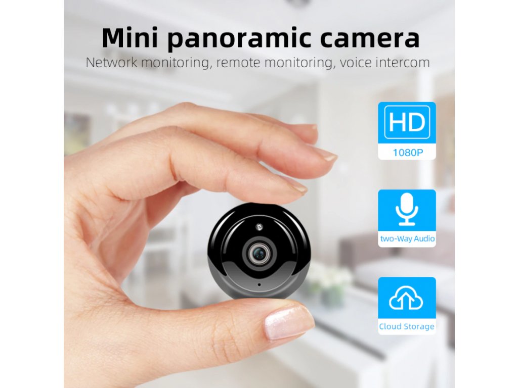 Bezpečnostní bezdrátová mini kamera WiFi detektor pohybu Noční vidění 1080P
