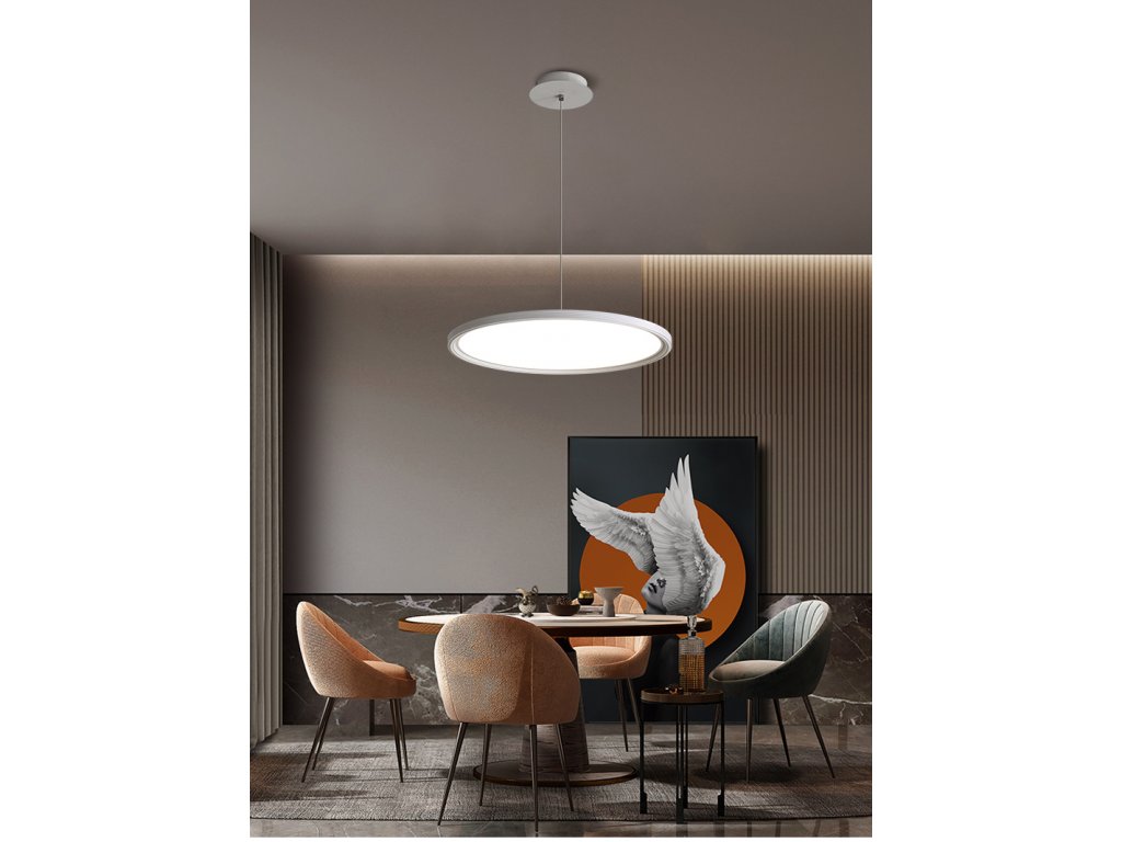 LED Černá Bílá Ultratenká kulatá závěsná lampa