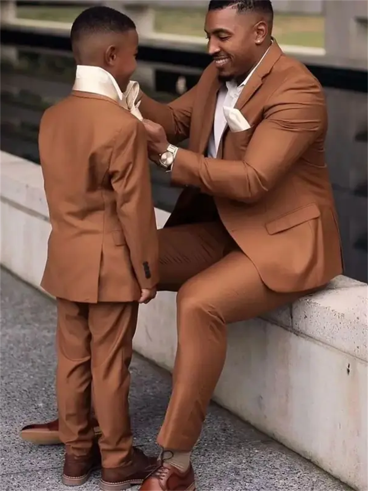 Men's Dark Brown 2-Piece Formal Suit Set Wedding Tuxedo Business Party Jacket Pants